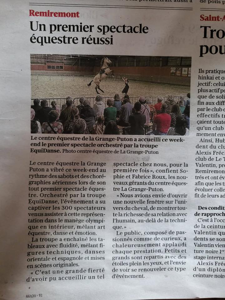 Spectacle EquiDanse à Remiremont, Vosges Matin